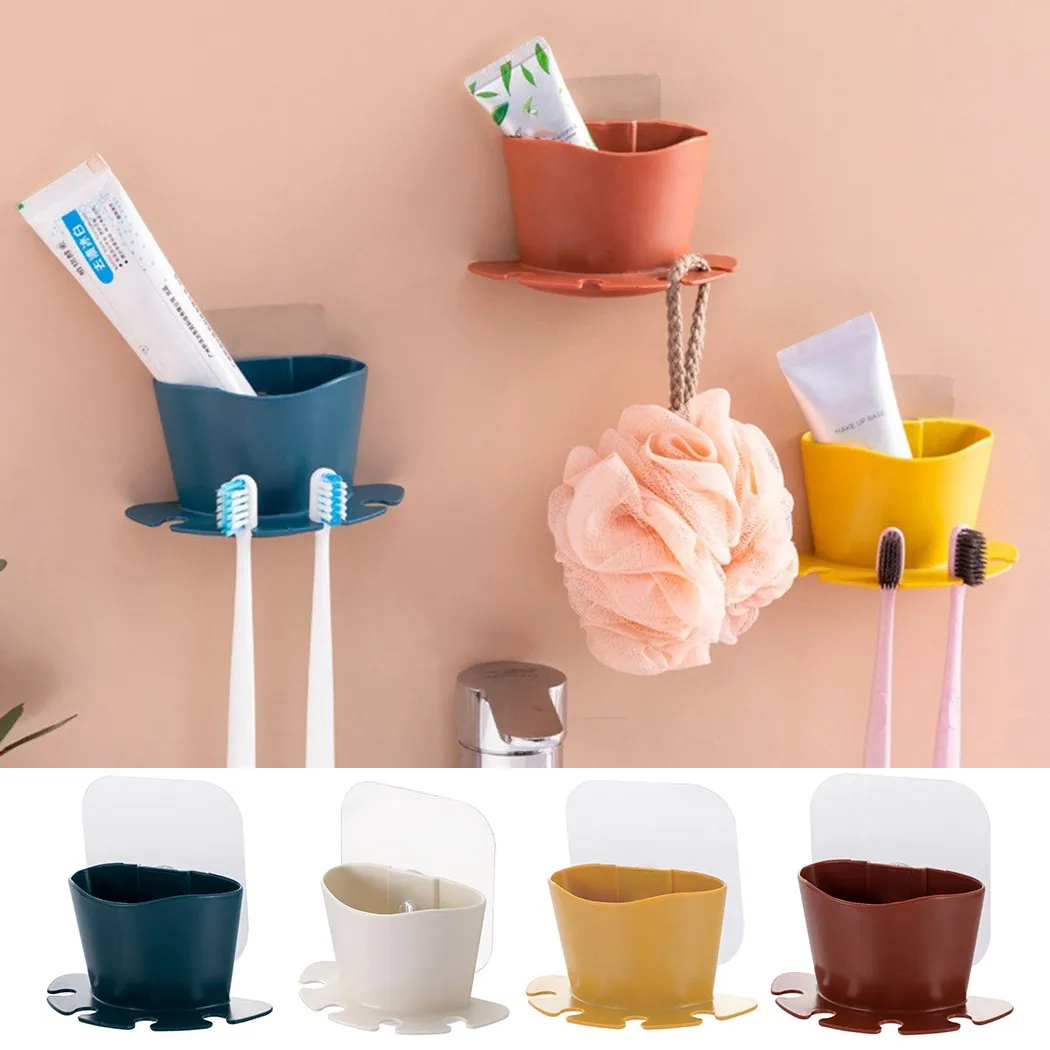 

Toothbrush Holder Bathroom Toothbrush Storage Organizer Wall Mounted Holder Suction Cup Space Saving Toothbrush Holder