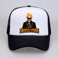 mens skull baseball cap fashion summer flame ghost rider print baseball cap cool summer mesh breathable snapback hats