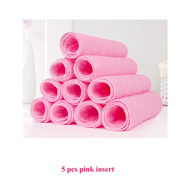 [usurpon] 5 pcs Cotton Insert Reusable Colored Baby Fitted Diaper Insert ECO Cotton Absorbent Newborn Diaper Insert - Цвет: Pink Color
