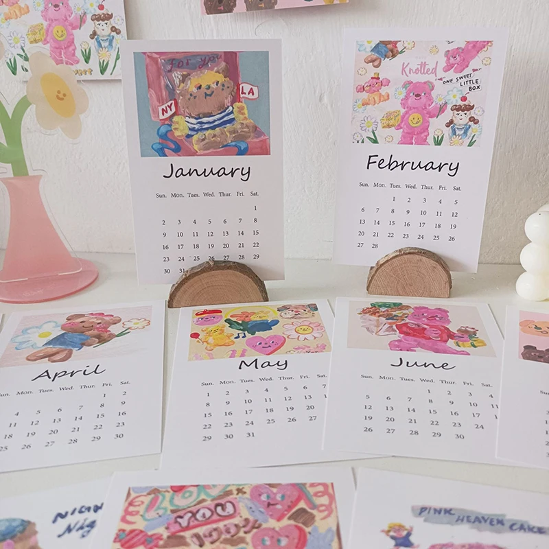 2022 милый мультяшный медведь Календарь декоративная открытка сделай сам