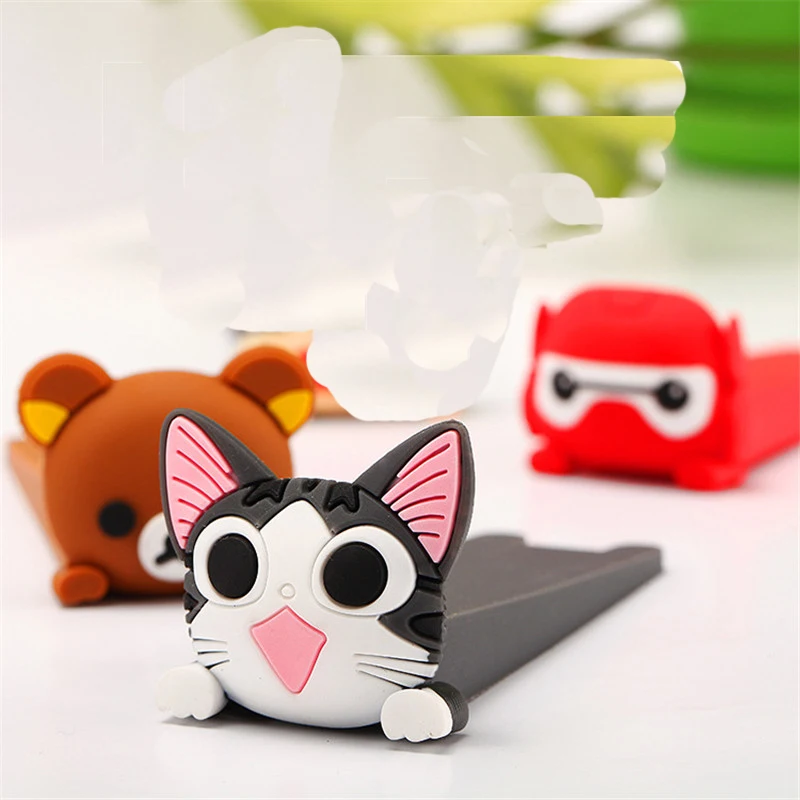 Симпатичный силиконовый дверной ограничитель в форме мультяшного кота