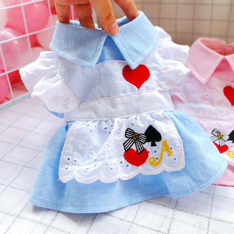 Летнее платье для собак с вышивкой принцессы Алисы Милая Любовь Тедди собака