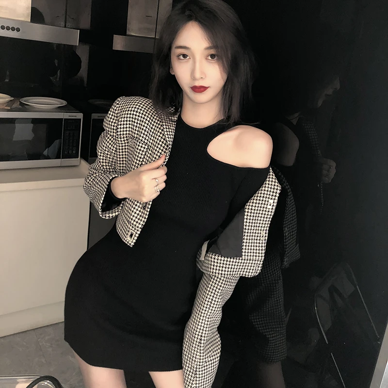 Strapless High Waist Slim Looking Base Mid-Length Knitted Dress Sexy Halter Hip Skirt for Women | Дом и сад