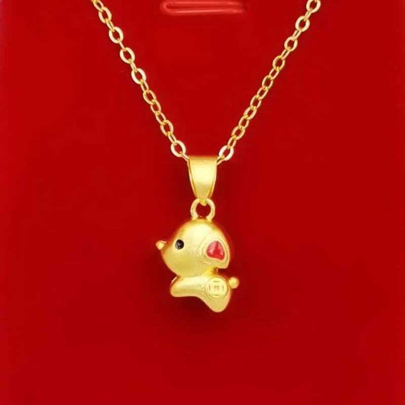 Оптовая цена подвески и ожерелья из чистого золота для женщин/девушек ожерелье в