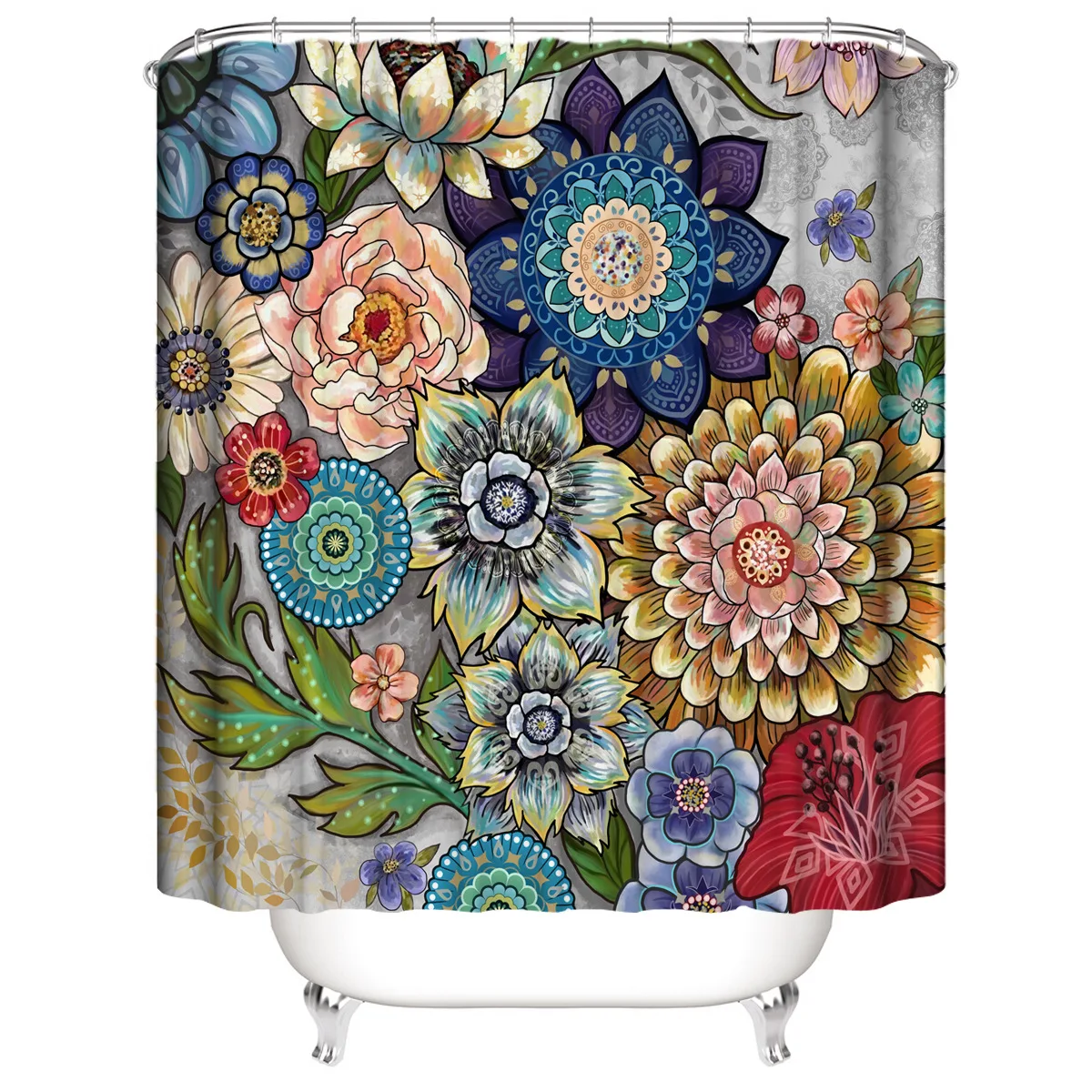 

Bohemian Flower Series 3D Digital Printing Polyester Natural Home Decoration Bathroom Waterproof Shower Curtain150x180/180x180cm