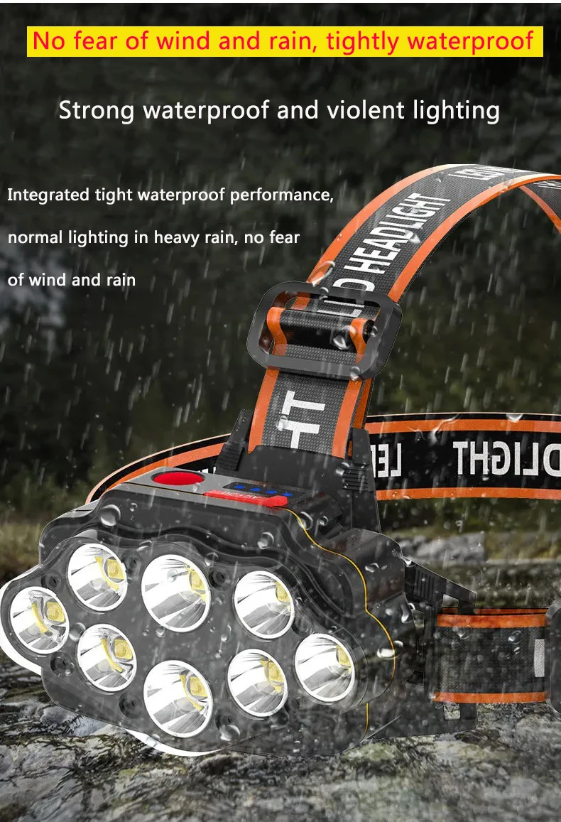 Outdoor Octa-core Strong Headlight USB Rechargeable Night Fishing Headlights LED Long Shot Head Lamp Waterproof Light Torch | Лампы и