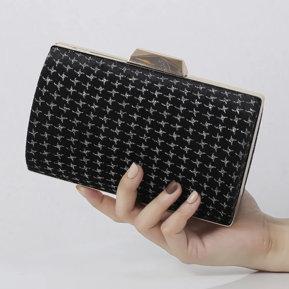 

Fashion Women Evening Bags Black Color Metal Chain Small Day Clutch 2021 Female Wedding Dinner Handbags
