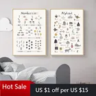 Детские плакаты с АБС-алфавитом, настенная Картина на холсте с принтом животных, для детской комнаты, обучение по номерам, декоративные картины для детской комнаты