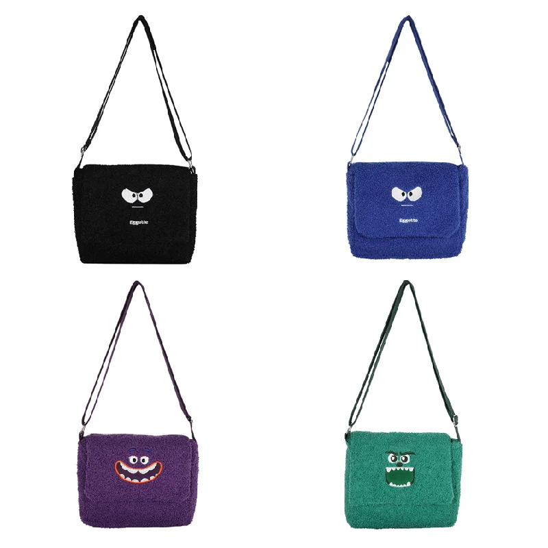 

Women new Japanese ins cute funny shoulder bag personality expression little monster girl student lamb hair messenger bag