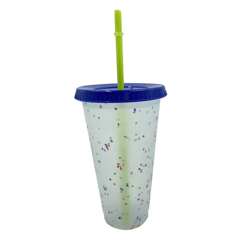 

Mini Portable 1/5 Pcs Color Changing Confetti Reusable Plastic Tumbler With Lid And Straw Cold Cup For Home Outdoor Confetti Cup