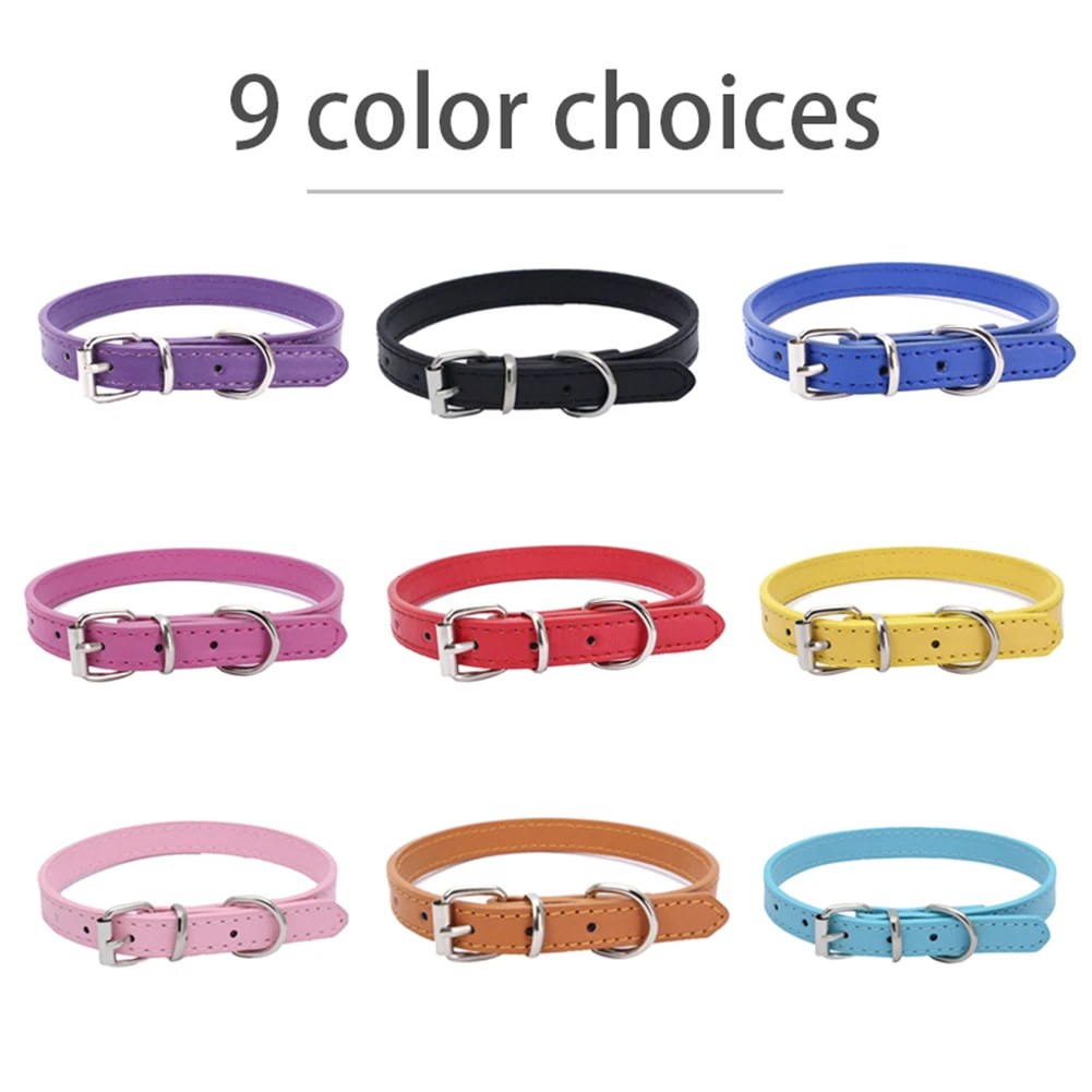 Новый сплошной цвет ПУ + цинковый сплав Материал ошейник для домашних животных