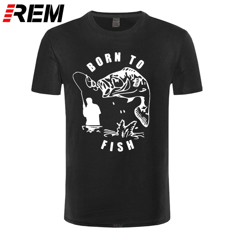 Мужская футболка с принтом REM Born To Fish из чистого хлопка высокого качества рыбаков
