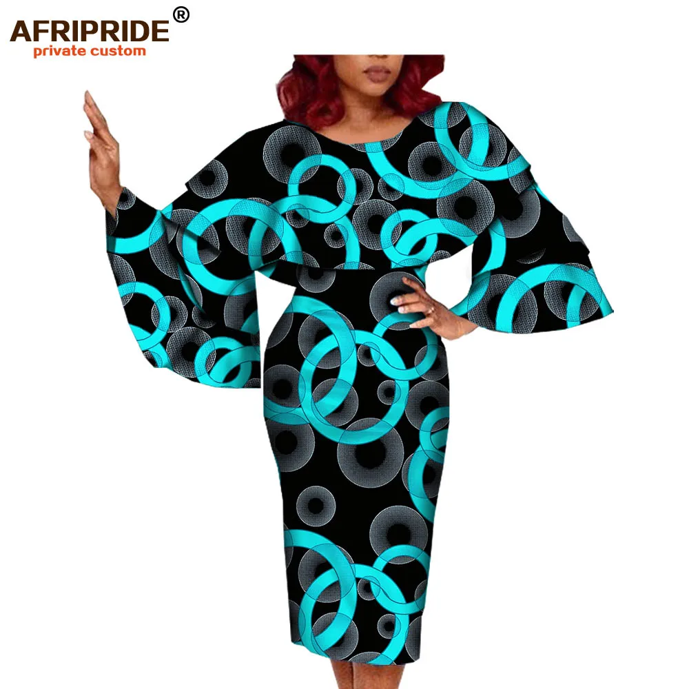 Женское осеннее платье в африканском стиле с расклешенными рукавами и