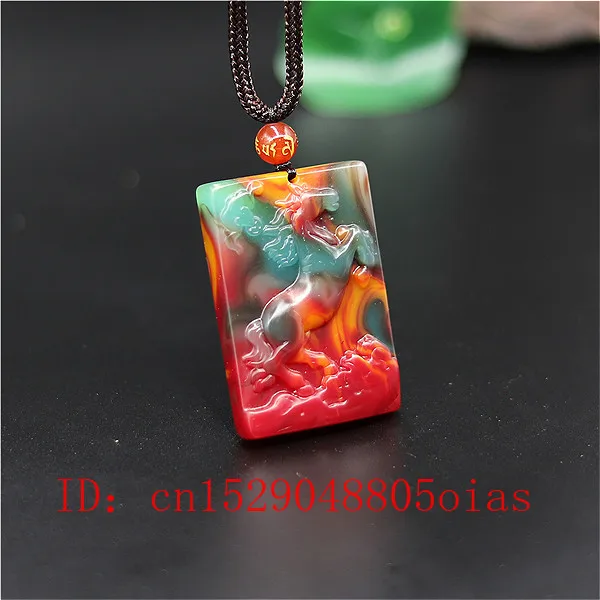 Ожерелье с подвеской в виде лошади из нефрита натурального цвета китайские