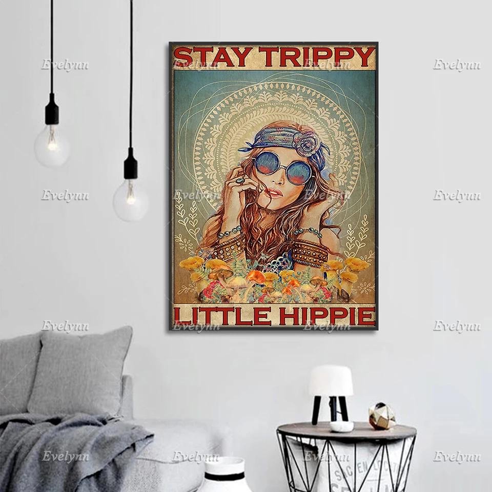 Постер в стиле ретро хиппи Girl Stay Trippy Little Hippie художественные принты на стену для