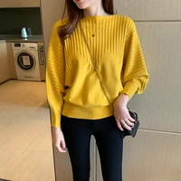 peonfly bat sleeve 2020 womens long sleeve sweater loose solid color fashion elegant casual pullover fashion knitwear clothes