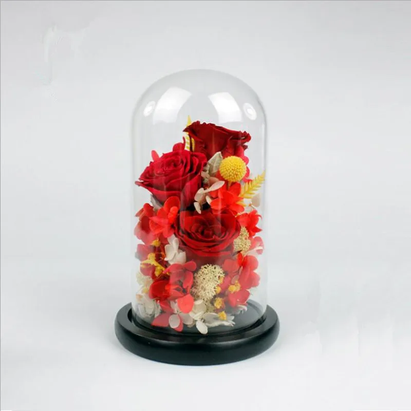 

Free Shipping 2sets/pack 9*25cm Black Base Glass Dome Vase Home Decoration Transparent Cover Friend Favor Gift Wedding Prop