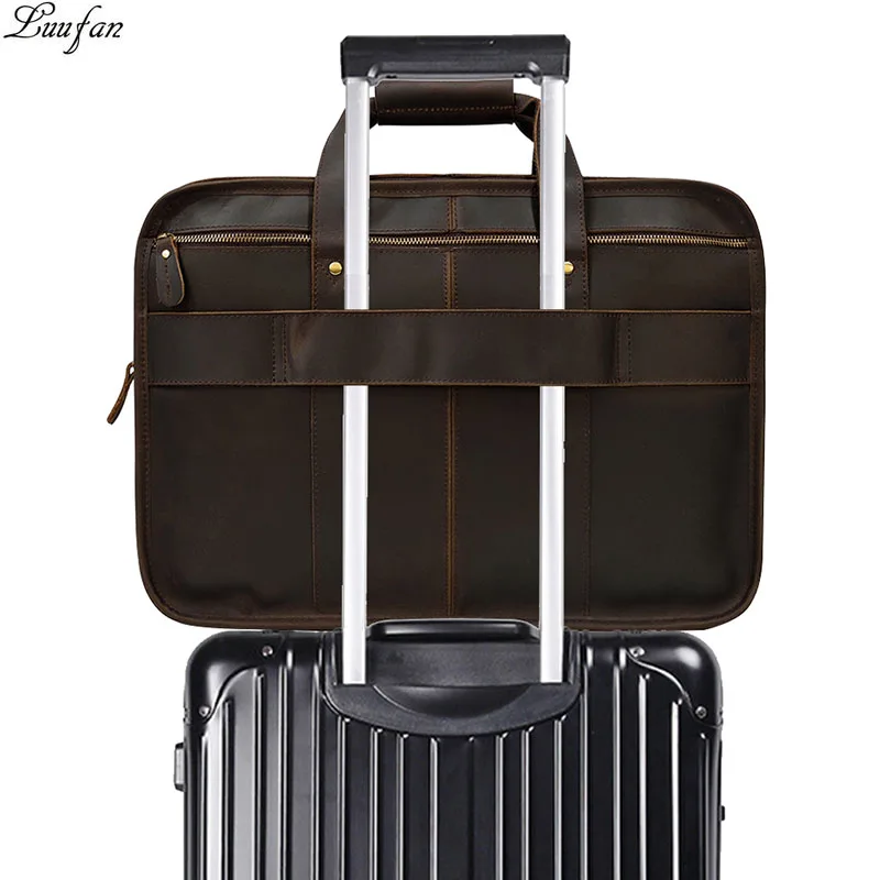 Винтажный Мужской портфель из натуральной коровьей кожи сумка для ноутбука 17