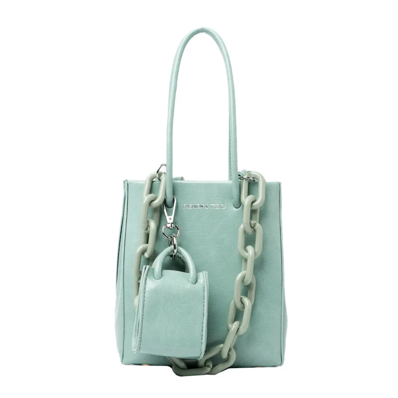 

Модная однотонная сумка-мессенджер для женщин, маленькая квадратная сумочка на цепочке из искусственной кожи, дамские тоуты, ранец через пл...