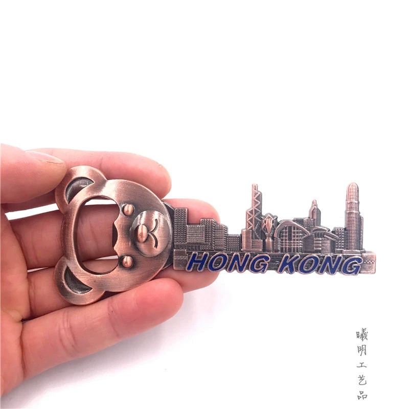 Металлический 3d-открывалка строительный холодильник магнитный Гонконгский