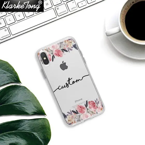 Blackname6 Персонализированное имя пользовательский чехол для телефона для iPhone 11 Xs MAX XR 8 7 6 Plus 5S цветок Единорог прозрачный силиконовый чехол - Color: Blackname6