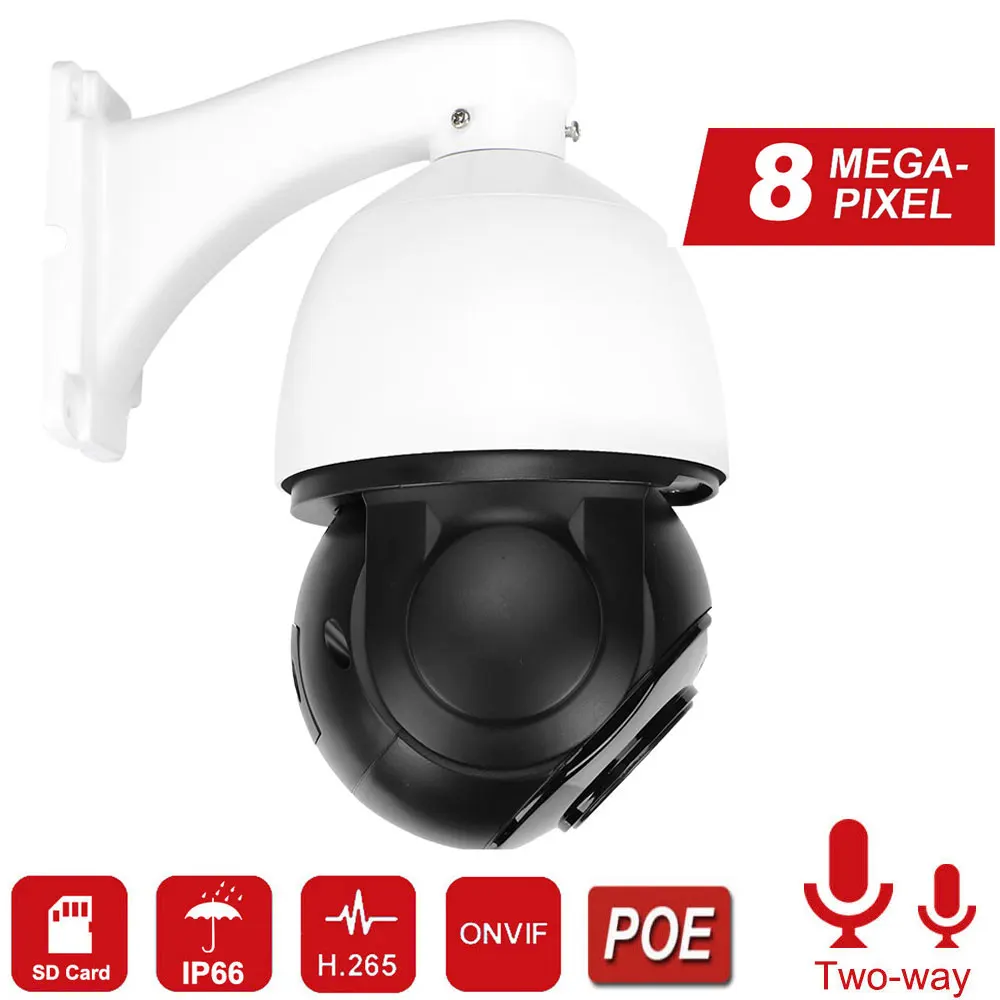 

4K 8MP Ptz HD 30X Zoom 5MP POE PTZ Mic Audio IP Camera Outdoor Waterproof IR CCTV Security PTZ Cameras add 128G TF Card slot