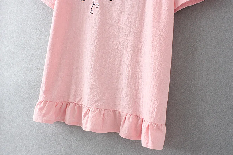 Женская хлопковая Футболка с круглым вырезом и вышивкой в виде листьев футболка