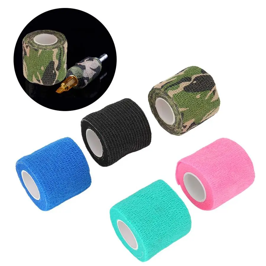 

12/24pcs Disposable Bandage Tattoo Handle Grip Tape Elastic Bandage Self-adhesive Camouflage Sport Outdoor Protection Bandage