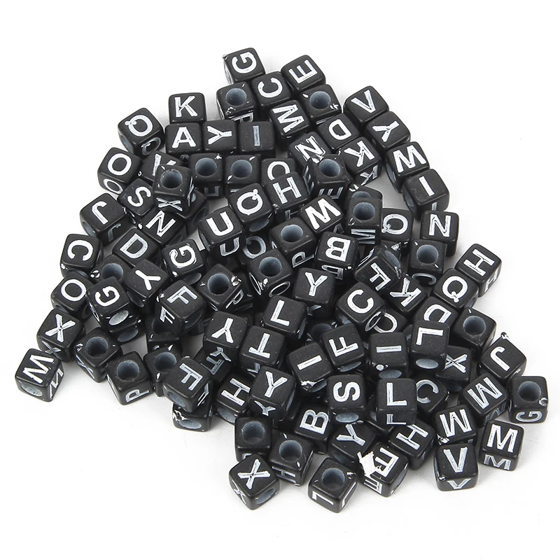 200 шт разноцветные акриловые бусины с буквенным принтом 6 мм для украшения