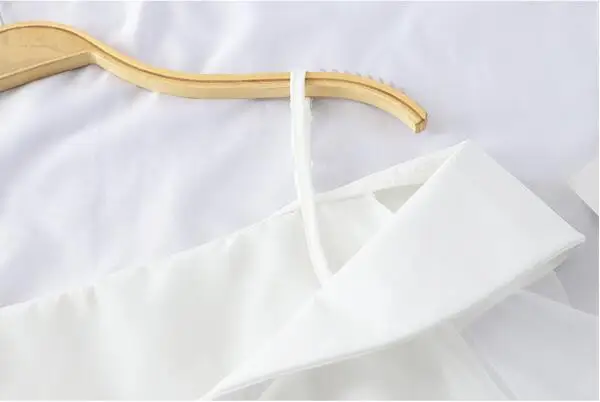 Chiffon Shirt Transparent Sleeve Slash Shoulder Spaghetti Tops 2021 Spring Buttoned Up Blouse For Women Fashion Shirt