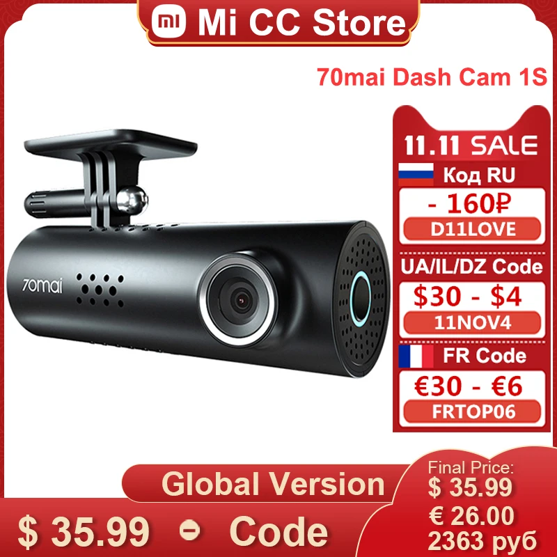 70mai Dash Cam 1S English Voice Control 70 Mai Smart Car Camera Night Version130 degree view 1080P Wifi DVR Drive Recorder | Автомобили и