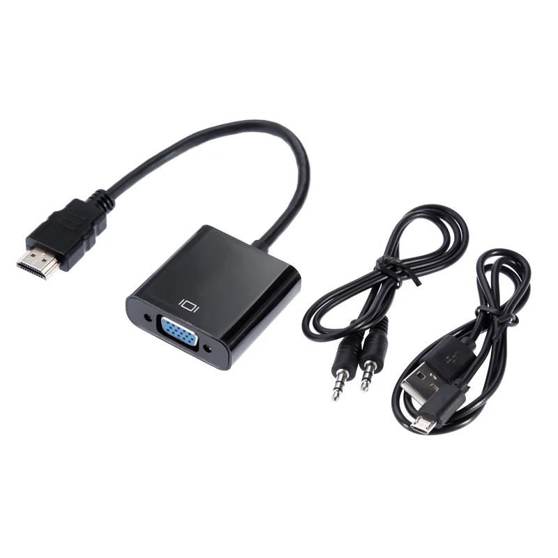 Переходник VGA штекер-гнездо 1080P цифро-аналоговый видео аудио HDMI совместим с