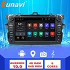 Автомагнитола Eunavi, 2 din, Android 10, DVD, мультимедиа для автомобиля Toyota Corolla 2007, 2008, 2009, 2010, 2011, GPS, стерео, с сенсорным экраном