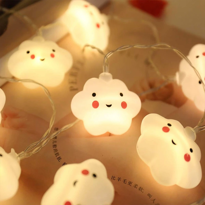 LED Warm White Cute Cloud Small Night Light String Lights Halloween Christmas Room Corridor Decor Holiday Battery Powered Gift | Лампы и