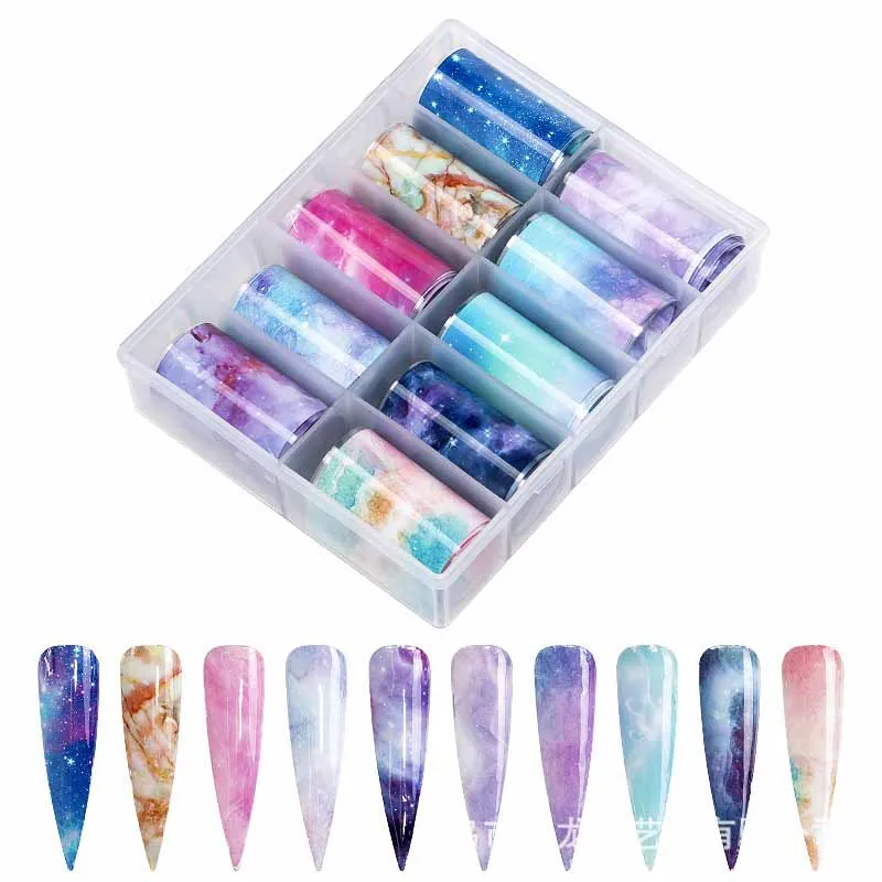 10 рулонов наклейки для дизайна ногтей цветок Бабочка переводная фольга наклейка