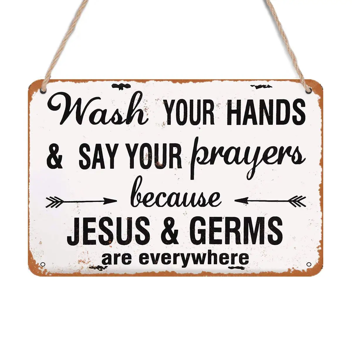 

Isaric деревянный подвесной знак 8X12 дюймов Вымойте руки и скажите свои молитвы смешной деревянный знак