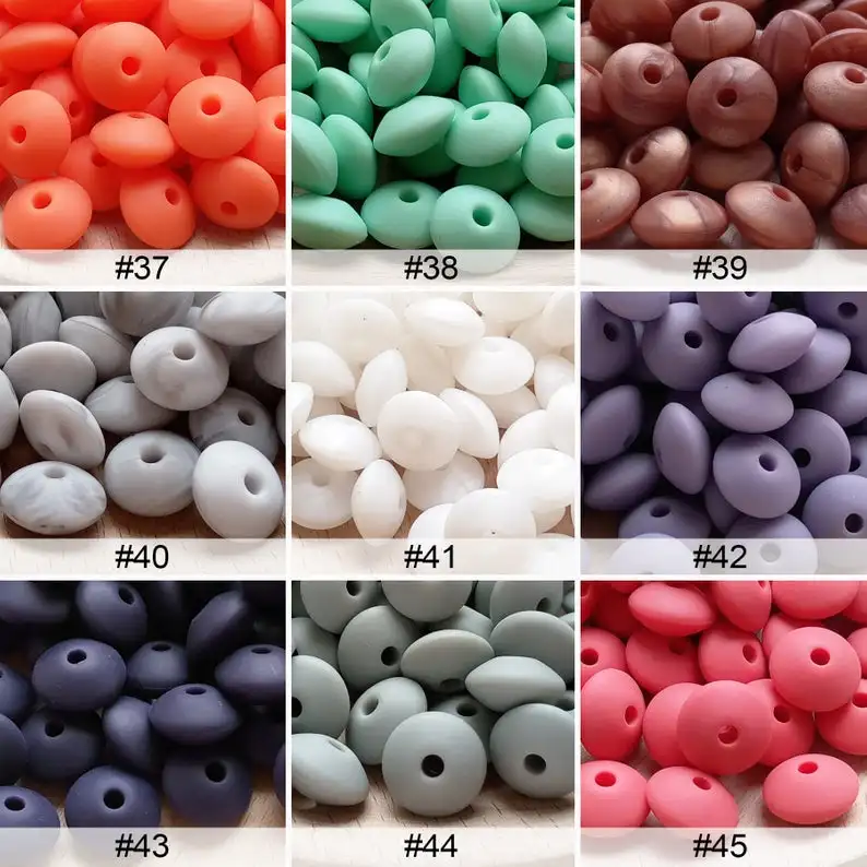 

Jojochew Fine Quality Saucer Silicone Beads 12mm Silicone Teething beads Wholesale Food Grade Baby Teethers BX1-36