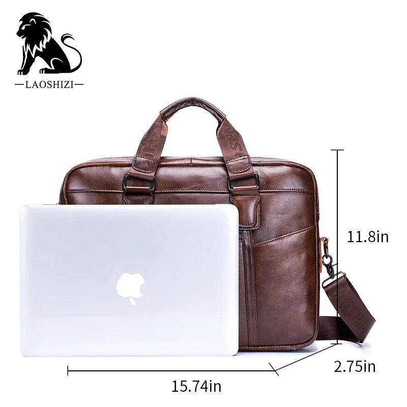 

New Genuine Leather Men's Business Computer Bag Vintage Briefcase Fashion Messenger Bags Man Shoulder Bag Postman Male Handbags