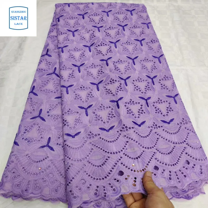 100% хлопок небесно-голубой швейцарский вуаль кружево в Швейцарии с камнями