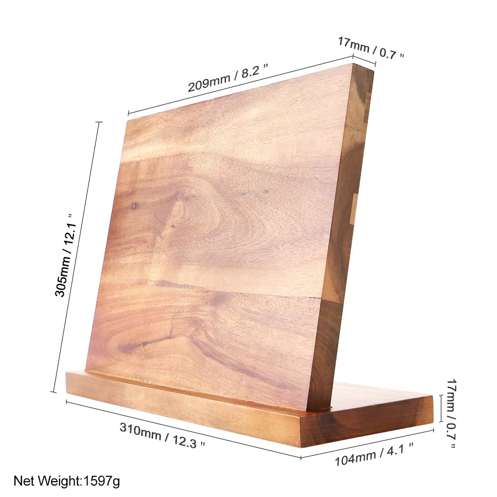 Soporte magn&eacute;tico de madera maciza para cuchillos, herramienta de cocina de madera, soporte para cortadores, estante de almacenamiento profesional de acero inoxidable, env&iacute;o gratis-4