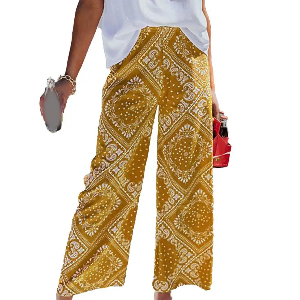 

Женские брюки с широкими штанинами, брюки с высокой талией и богемным принтом, брюки-слаксы, уличная одежда, брюки, женская одежда 2021