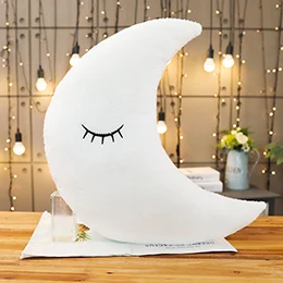 White moon Плюшевые небесные подушки спальные улыбка облако звезда Капля воды подушка в виде Луны детская кроватка Декор природа подушка белый розовый серый - Цвет: White moon