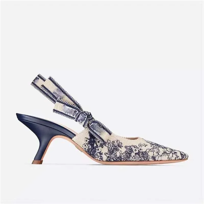 

Pointed Toe High Heels New Embroidery Autumn Single Shoes Back Space Stiletto Toe Sandals Letter Word Buckle Women's Shoes41