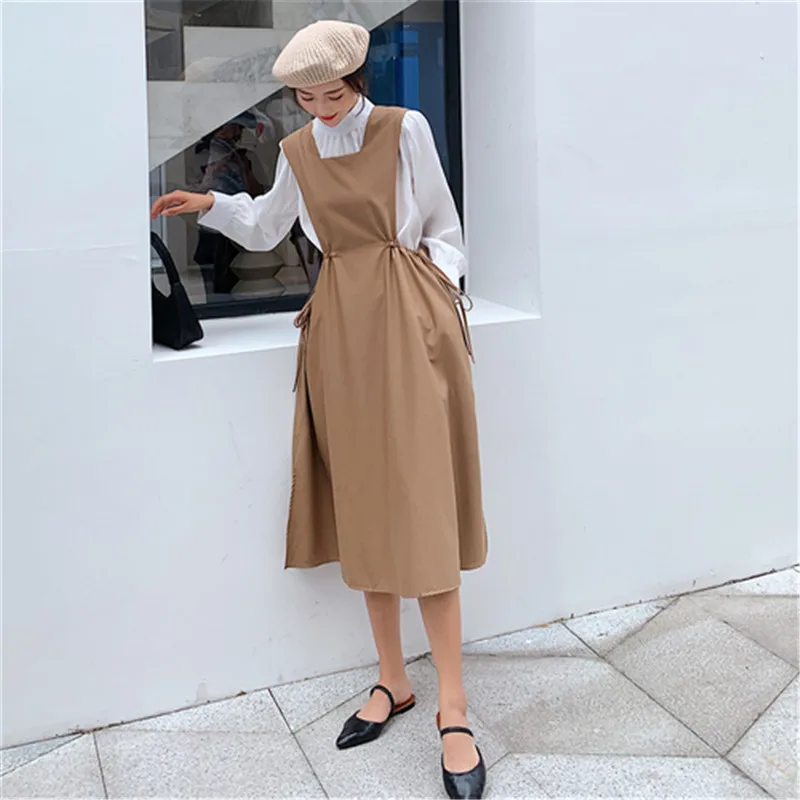 Корейское темпераментное платье со шнуровкой на талии женское модное без