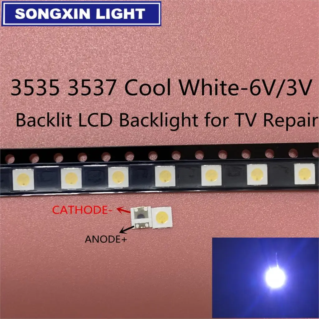 50 ПК диоды ТВ Подсветка 1 Вт 3V 6v 3535 SMD светодиодный Televisao холодный белый 100lm 3537 с