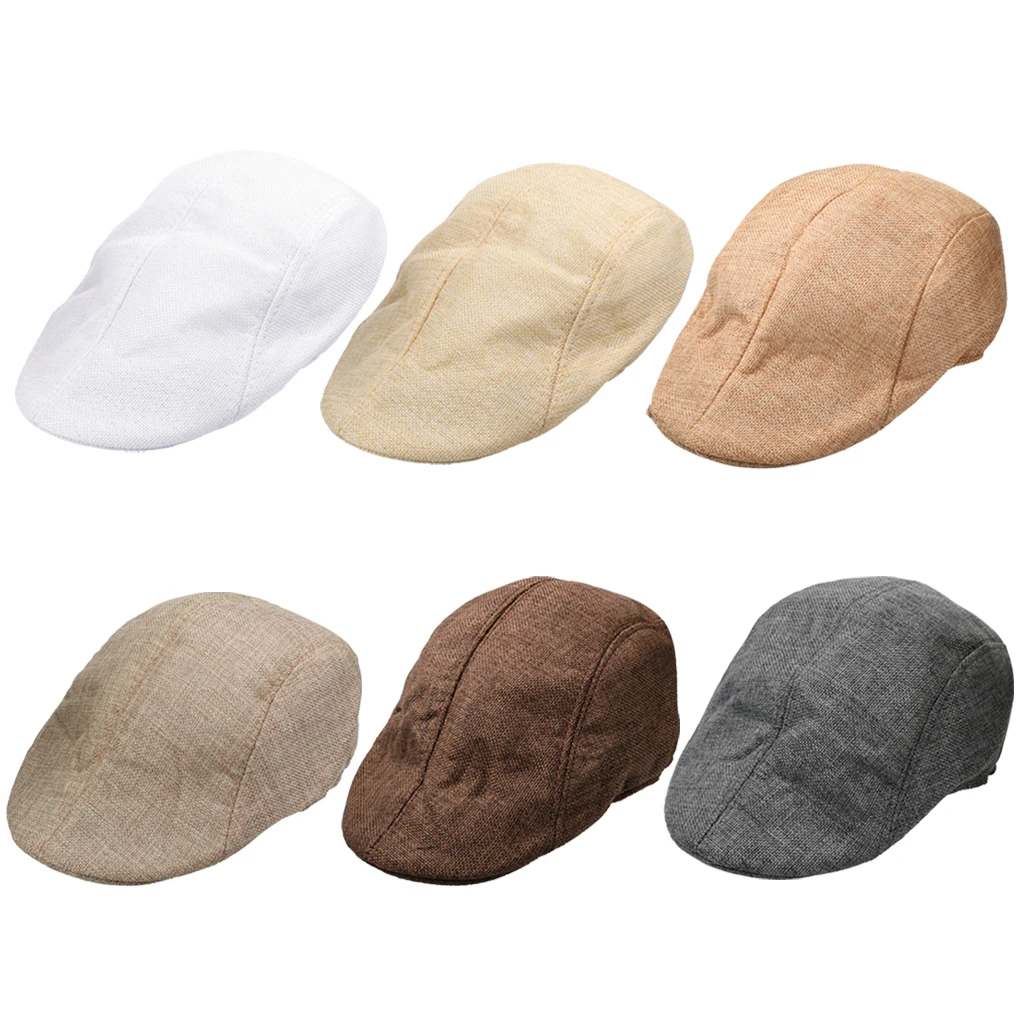 

Adults Flat Cap Cozy Lmitation Linen Golf Visor Ivy Cap - Camel, 56cm-58cm