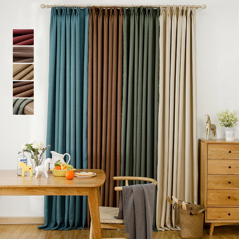 

YCENTRE 80% Blackout Curtain For Living Room Thick Darpe Faux Linen Curtains for Bedroom Rideaux Window Customized Cortina