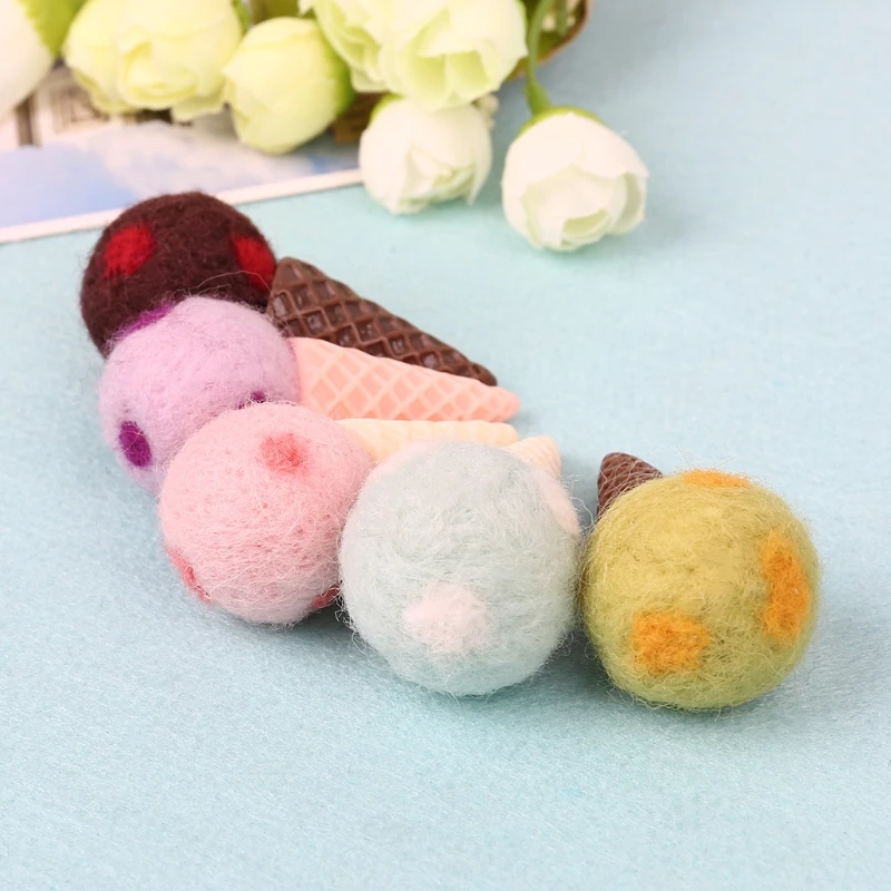 

85DE Felt Knit Ice Cream Infant Handmade Toy Newborn Photography Props Accessories