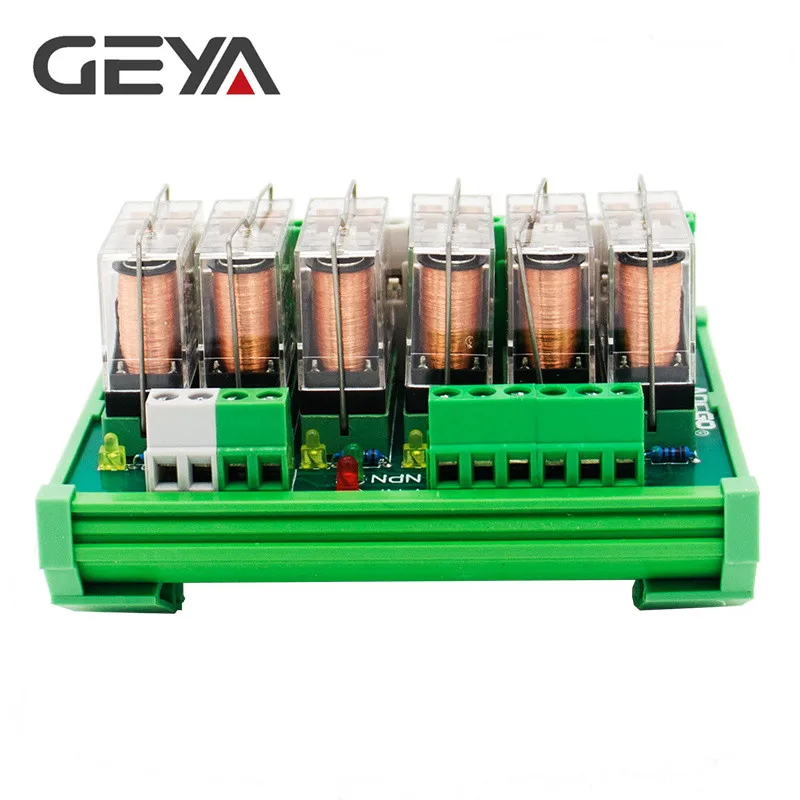GEYA 2NG2R 6-канальный релейная плата электронные DPDT PLC 12V 24V AC DC релейных платов 2NO 2NC