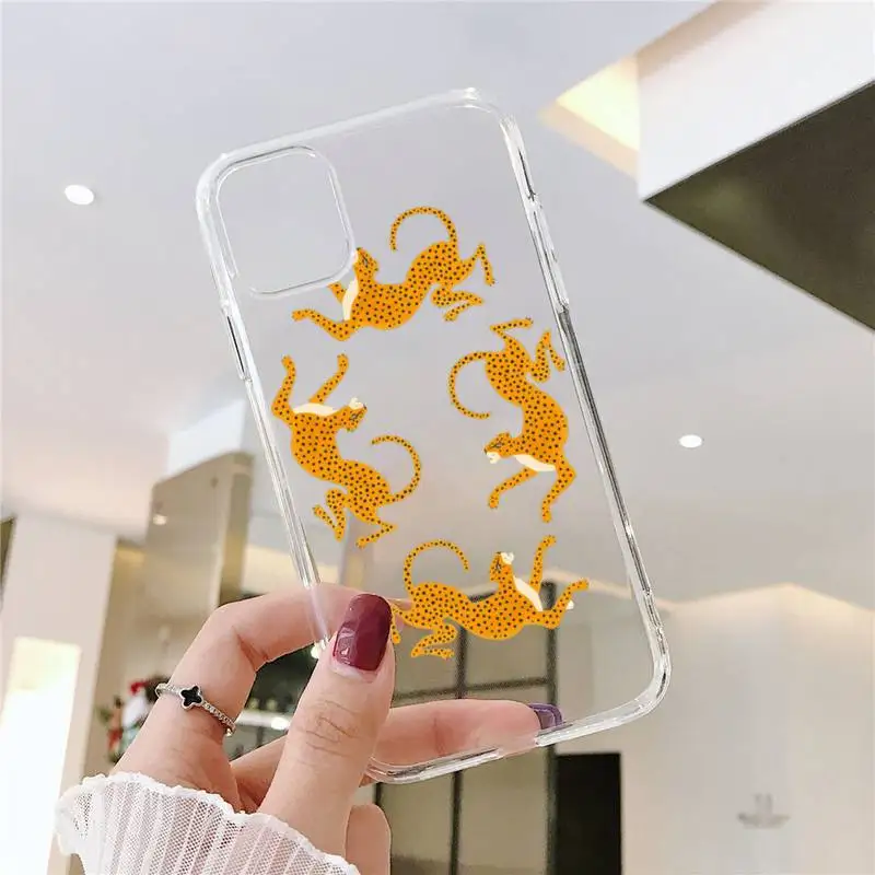 

Cartoon toned animal leopard Phone Case Clear Transparent for iPhone 11 12 mini pro XS MAX 8 7 6 6S Plus X 5S SE XR 2020